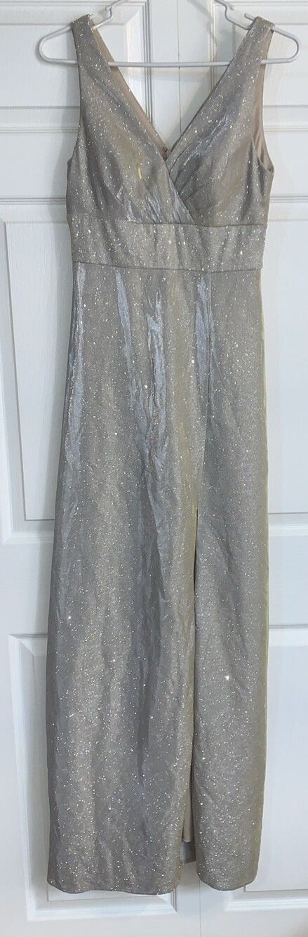 Oleg Cassini Formal Dress Gown Women’s 4‎ Champagne Metallic Prom Black Tie - Picture 15 of 15